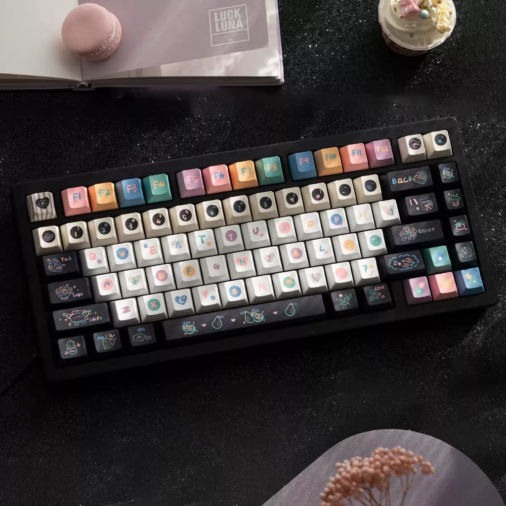 Sweet Cheese Pastry Keycaps Set – 152 Keys Rainbow Pastel PBT Dye-Sub, OEM Profile