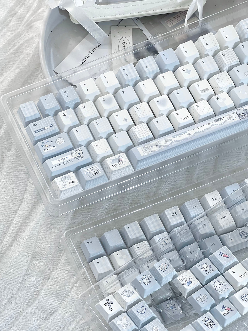 Aqua Angel Keycap Set | Light Blue PBT Cherry Profile Keycaps | Cute Anime & Subculture Style