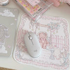Strawberry Tea Party Desk Mat | Kawaii Lace Mouse Pad PU Leather Waterproof Extra Large Desk Pad for Office & Home
