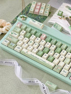 Lily of the Valley Keycap Set | Pastoral Sage Green PBT Cherry Profile Keycaps | 131 Keys