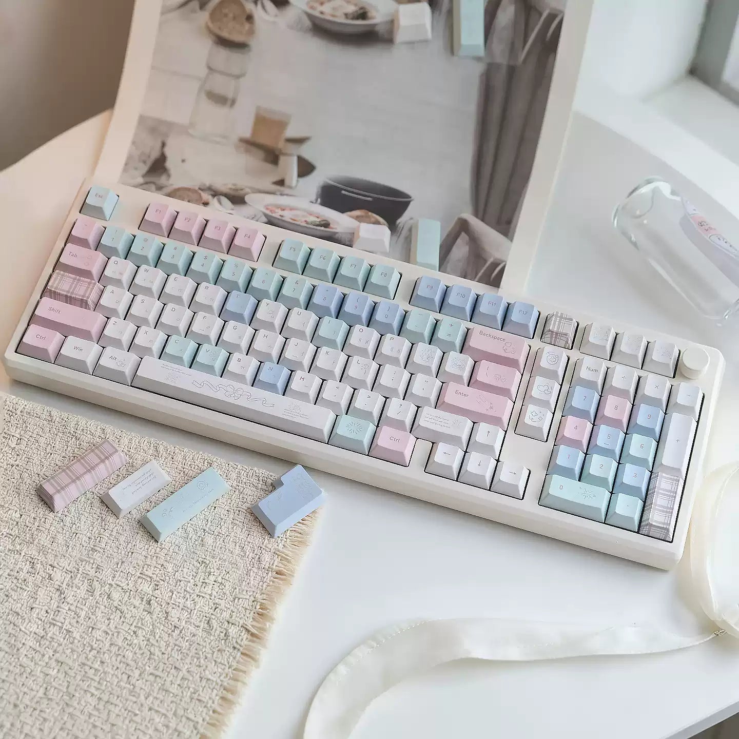 Cheese Bunny Keycap Set | Pastel Bunny Cartoon PBT Keycaps