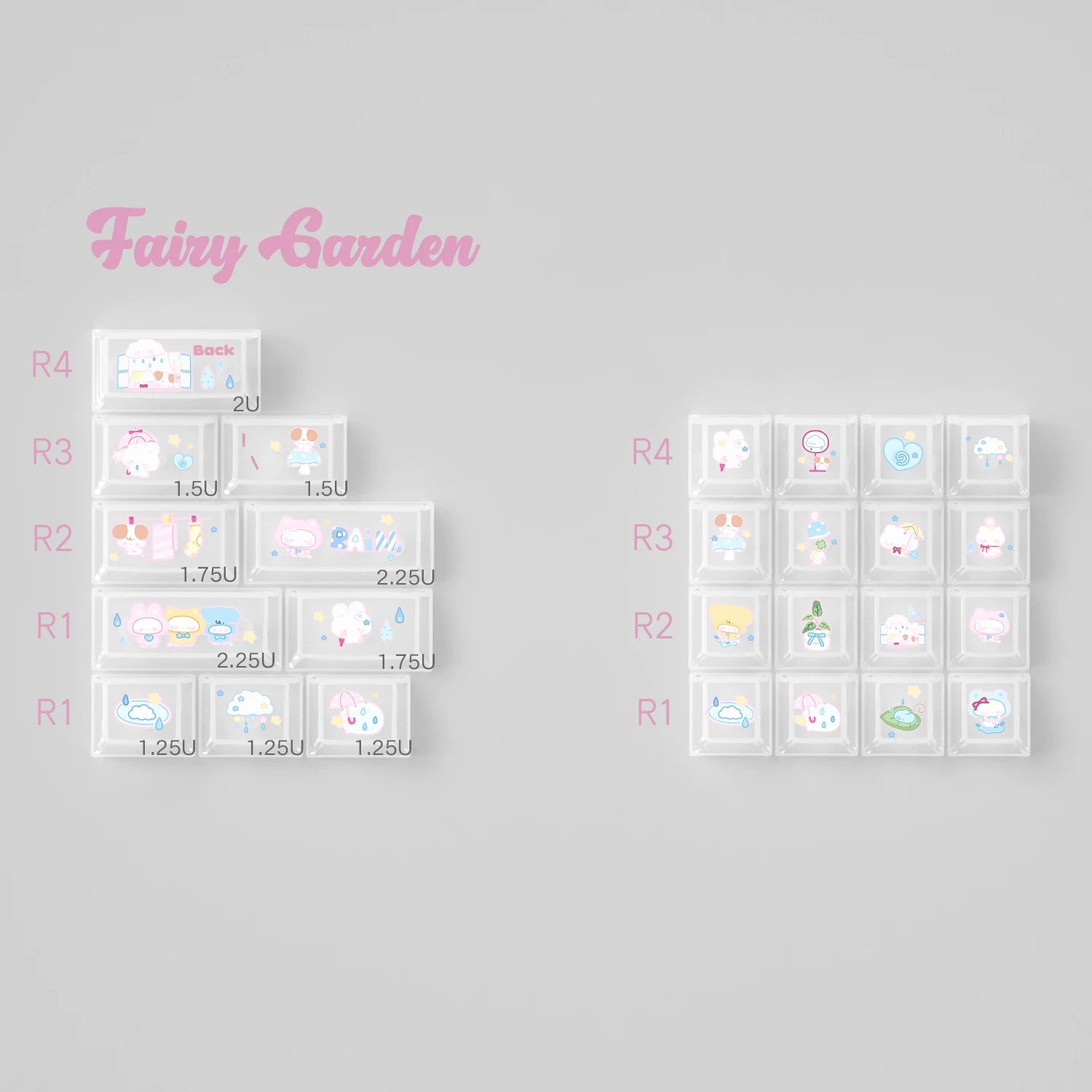 Fairy Garden Keycap Set – Cute Pastel Pink & Milk White PBT Keycaps | U're Lab