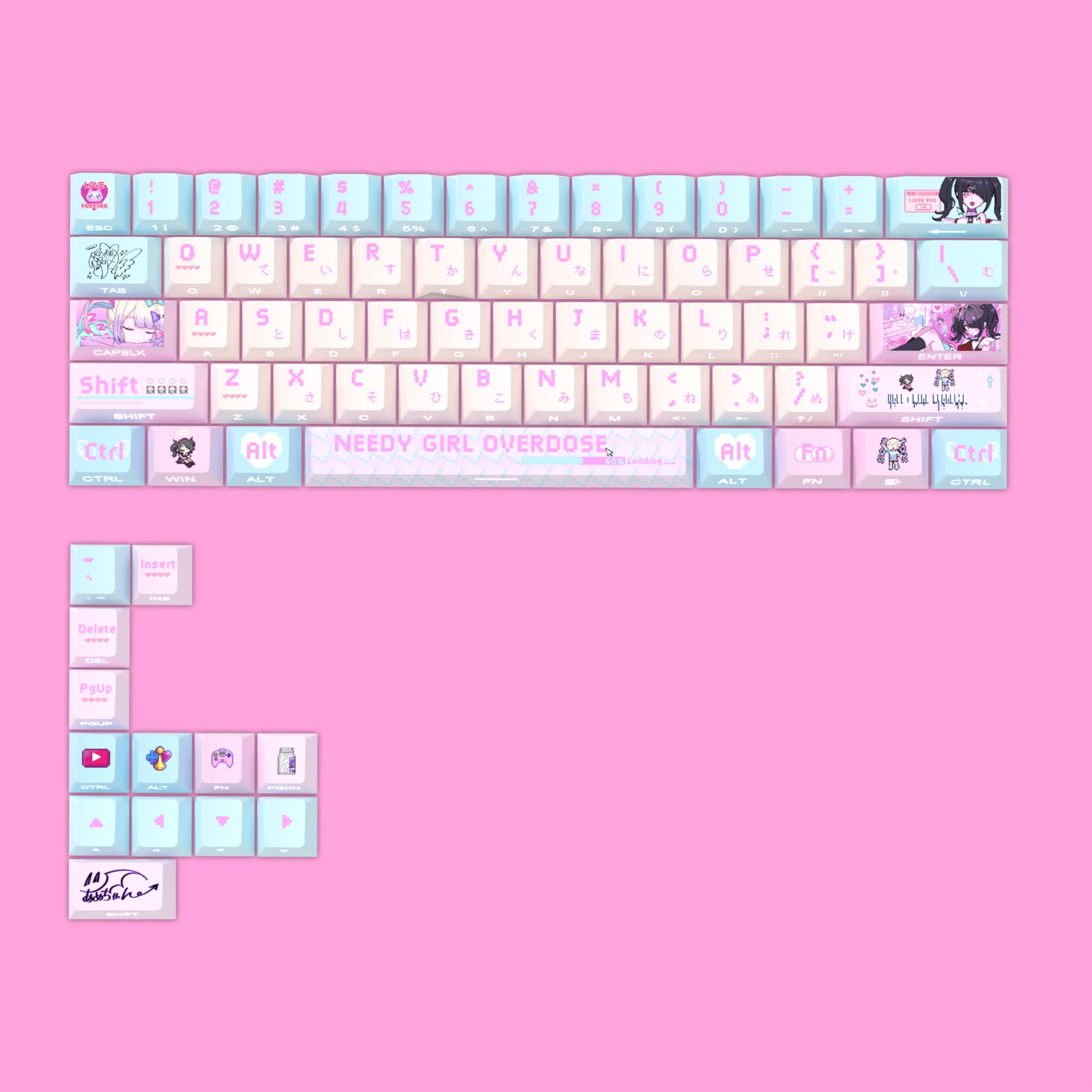 pastel aesthetic bunny keycaps for gaming keyboards
