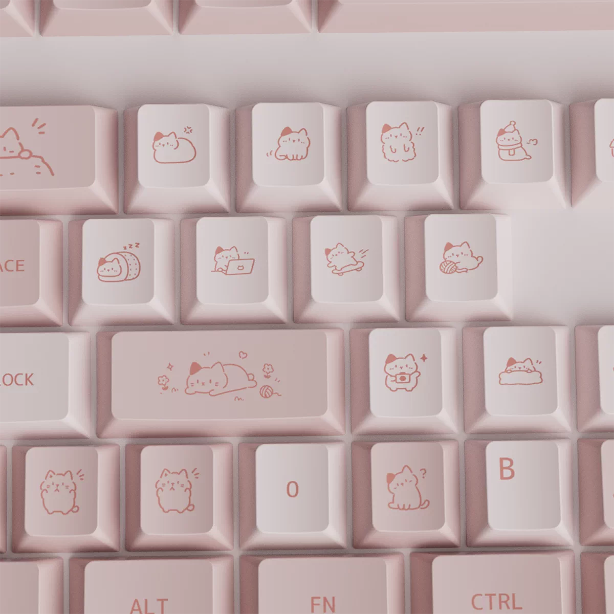 Pink Cat Keycap Set