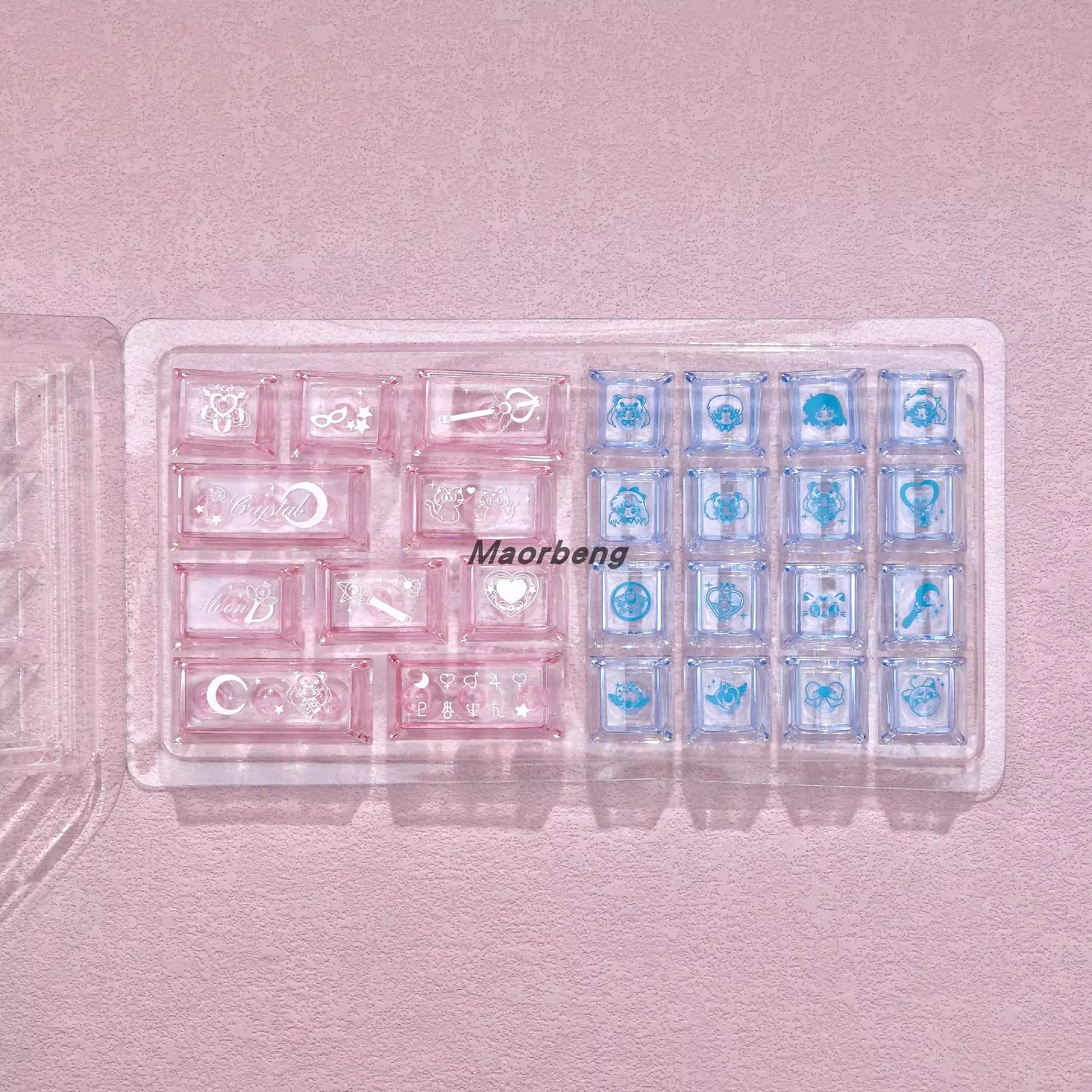 sailor moon crystal transparent pc keycaps dye-sub legends closeup rgb shine through magical girl theme 2025