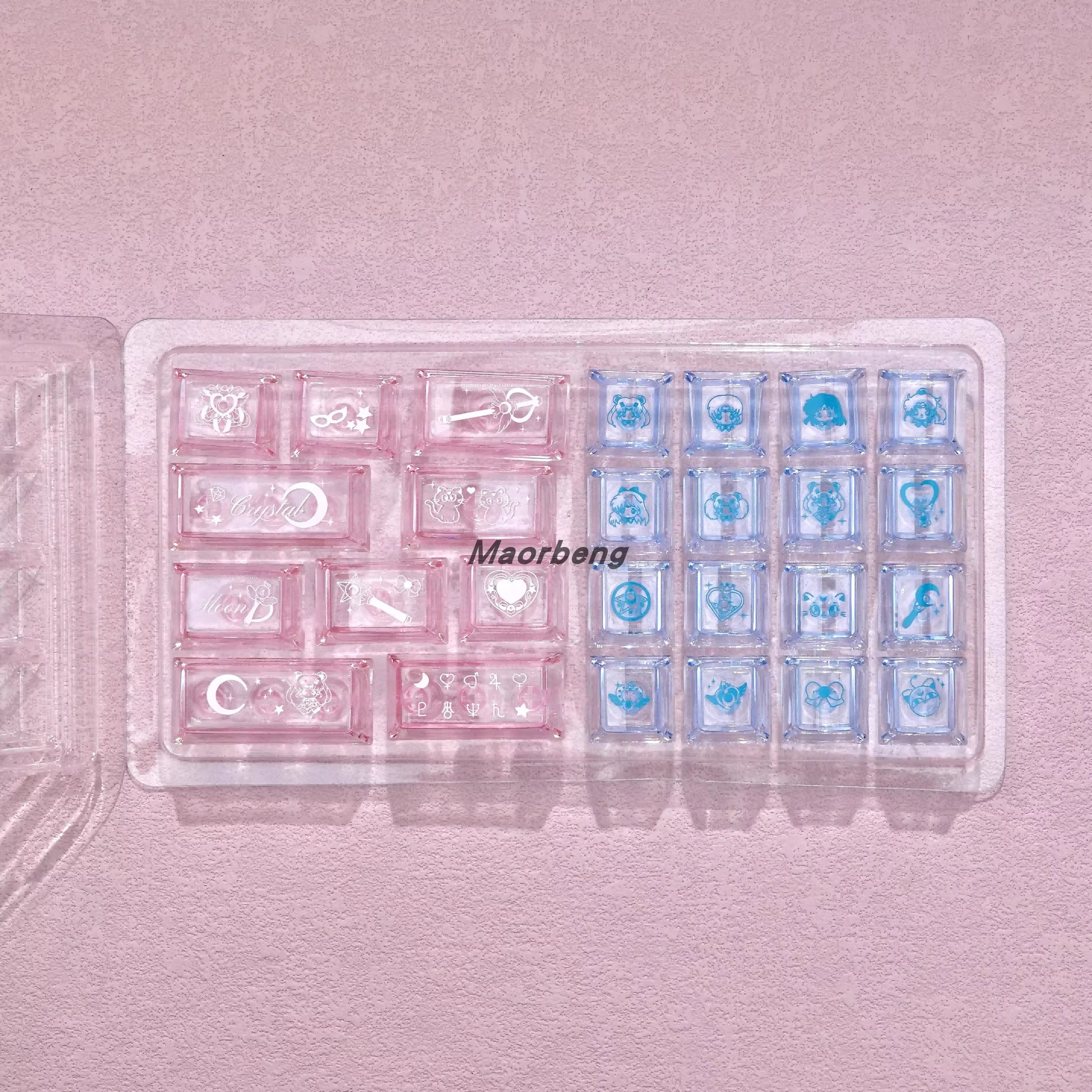sailor moon crystal transparent pc keycaps dye-sub legends closeup rgb shine through magical girl theme 2025