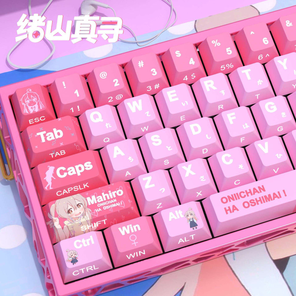 Mahiro oyama keycaps 2025 side printed shine through pbt dye sub pink anime rog azoth