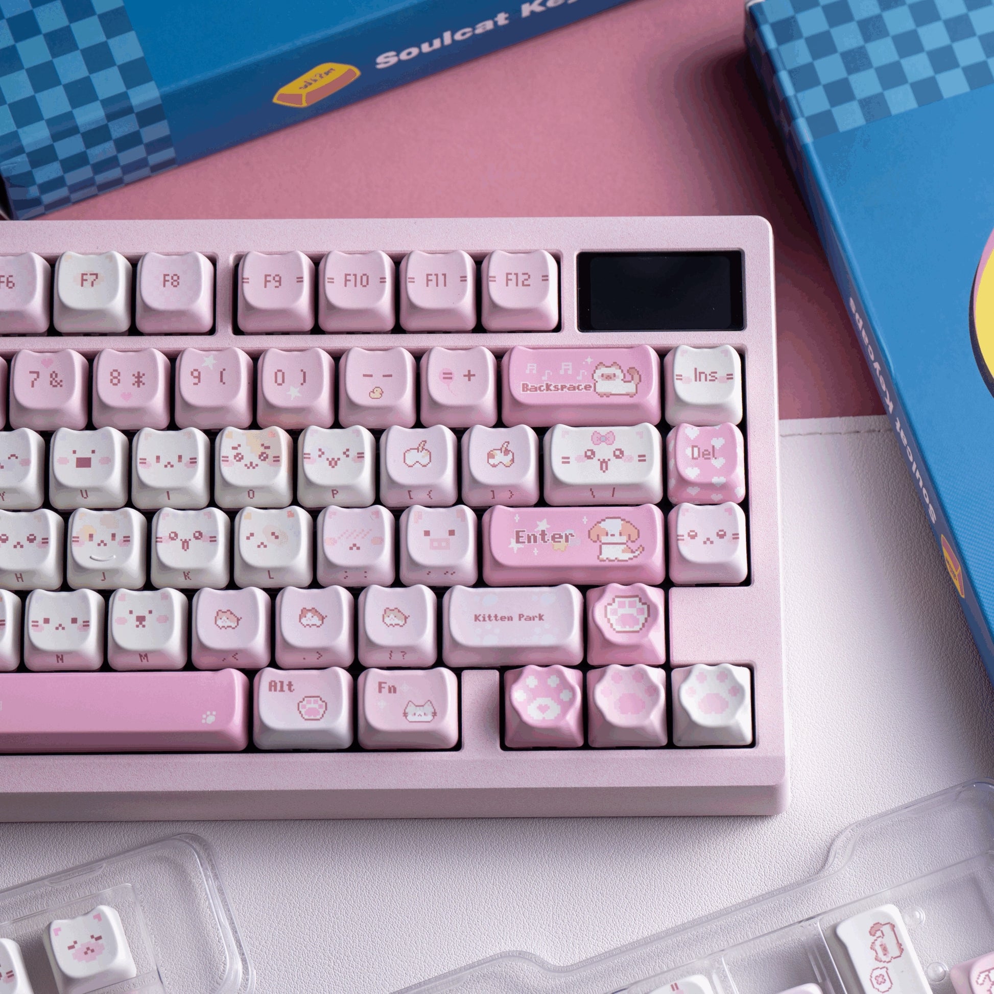 pixel meow meow novelty keycaps 8-bit cat heart paw game over spacebar retro gaming kawaii 2025