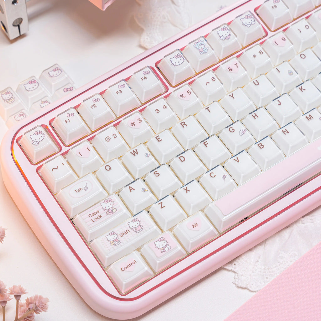 Pink Kitty Cat Cute Transparent Jelly Keycaps | Keyria Labs