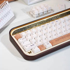 Dune Cat Keycaps Set – 144 Keys Cream & Caramel PBT Dye-Sub, OEM Profile, Alice Layout Compatible