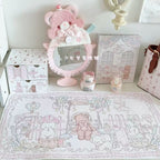 Strawberry Tea Party Desk Mat | Kawaii Lace Mouse Pad PU Leather Waterproof Extra Large Desk Pad for Office & Home