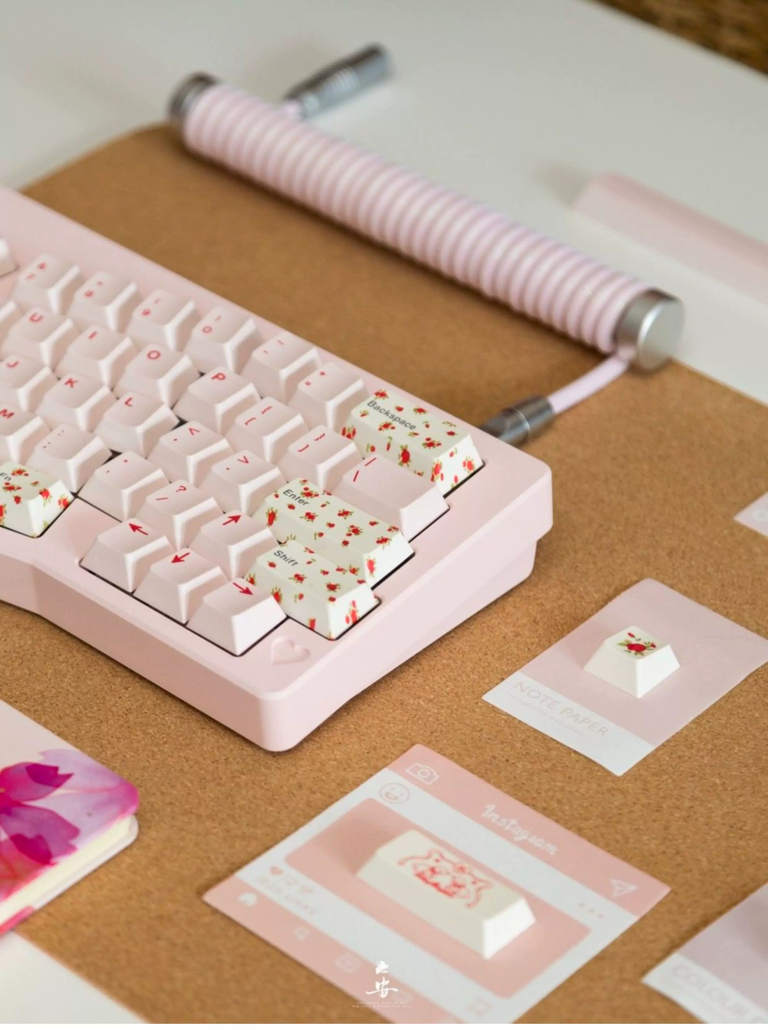 Alessandra Lamb Rose Keycap Set 🌹🐑- PBT Dye-Sub Kawaii Set | Keyria Labs