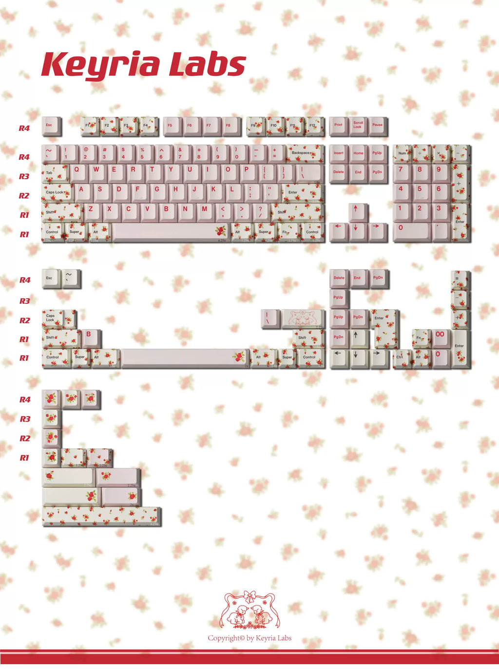 Alessandra Lamb Rose Keycap Set 🌹🐑- PBT Dye-Sub Kawaii Set | Keyria Labs