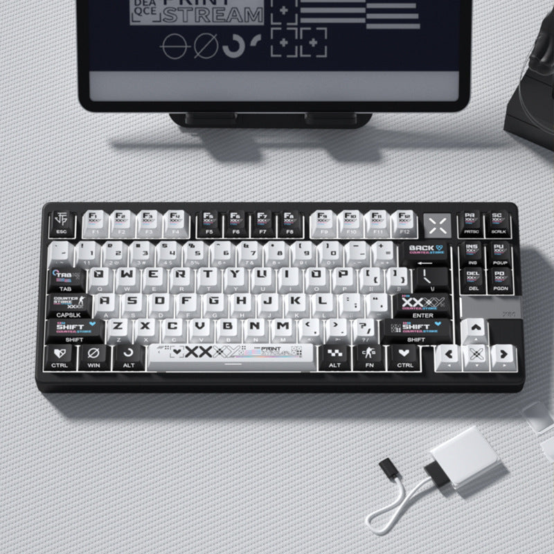 Printstream black side-legend transparent keycaps installed on mechanical keyboard