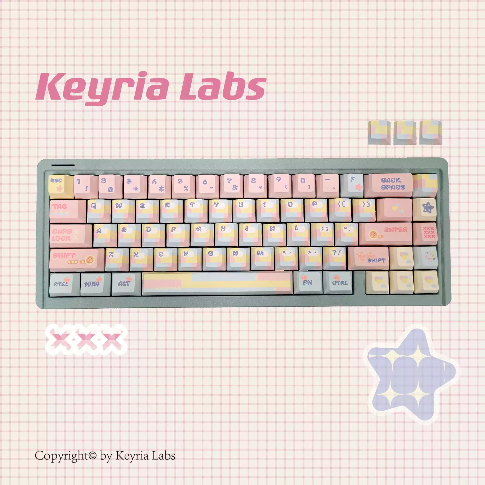 Patchwork Milk Candy Keycap Set 🌸🍬- PBT Dye-Sub Kawaii Set | Keyria Labs