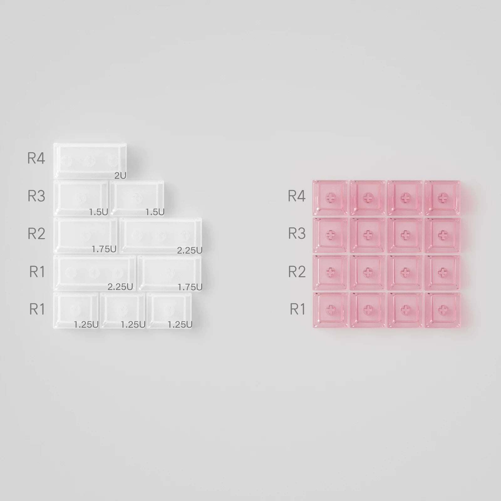 Comparison of white and pink silicone molds on a gray background