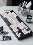 Utopia Pink & Black Keycap Set – Cherry Profile Dye-Sub PBT Custom Keycaps for Mechanical & Magnetic Switches| Doki Lab