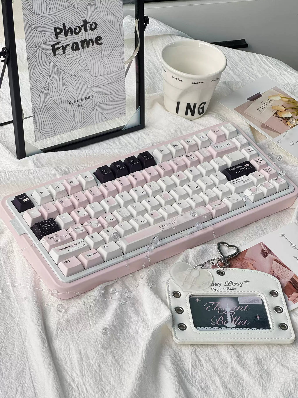 Utopia Pink & Black Keycap Set – Cherry Profile Dye-Sub PBT Custom Keycaps for Mechanical & Magnetic Switches| Doki Lab