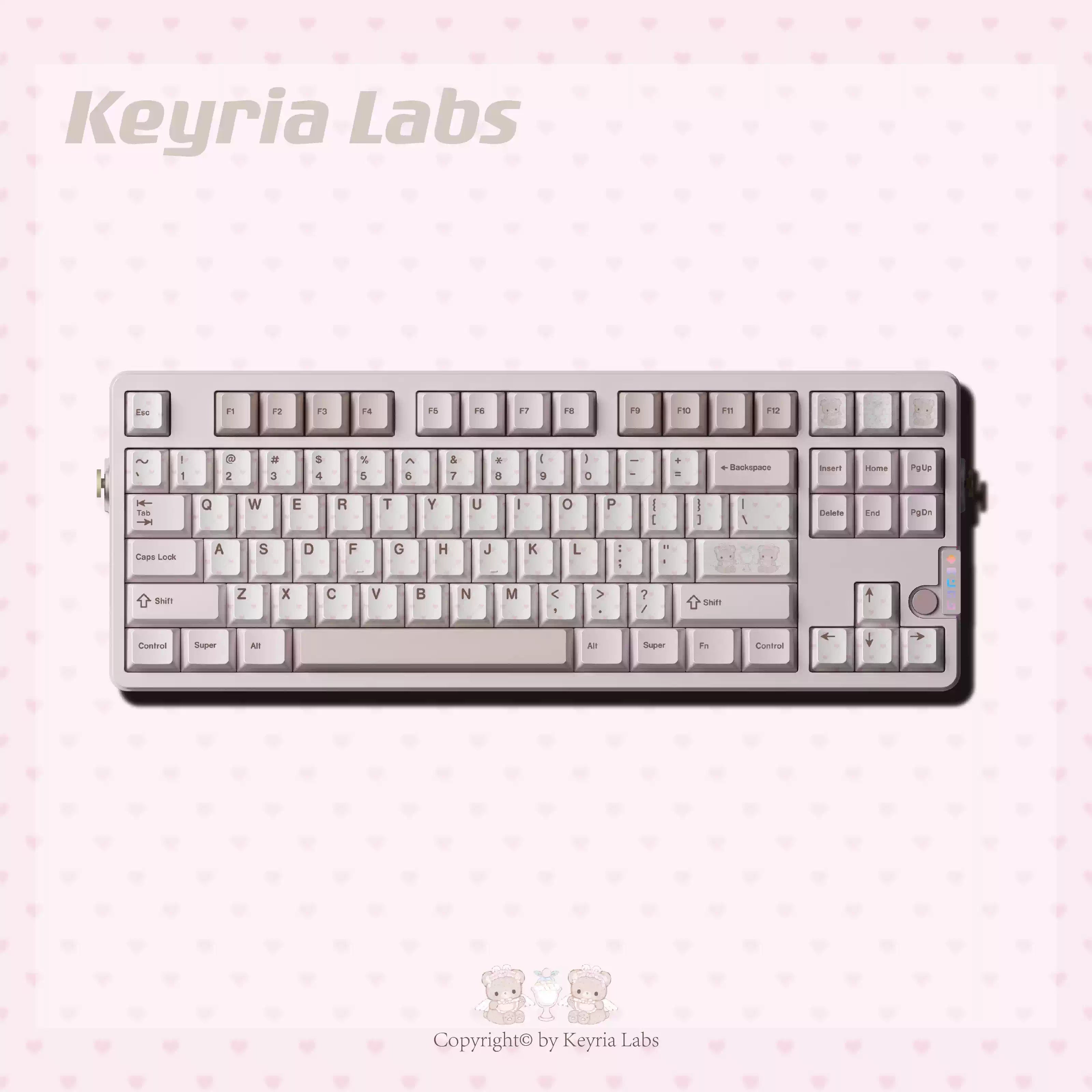 Bear Tea Party Pink Keycaps – PBT Dye-Sub Kawaii Set | Arktcat x Keyria Labs