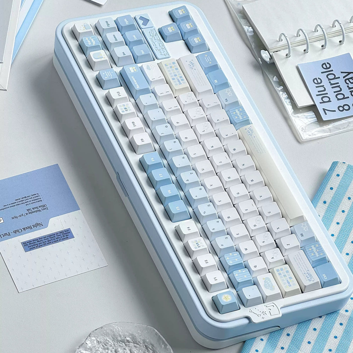 STARLIGHT MINIMALIST BLUE & WHITE PBT+PC KEYCAP SET - CHERRY PROFILE | DOKI LAB