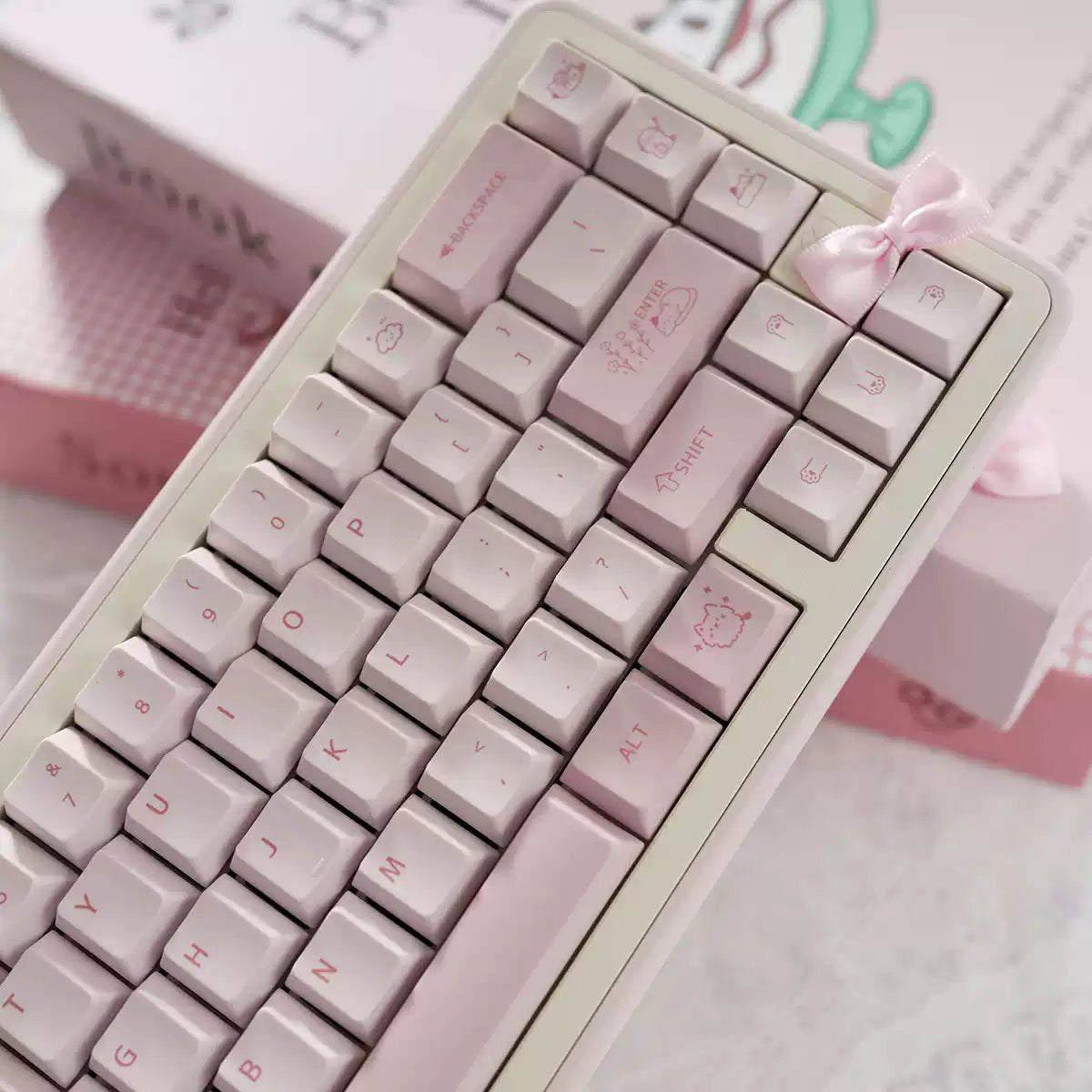 Pink Cat Keycap Set