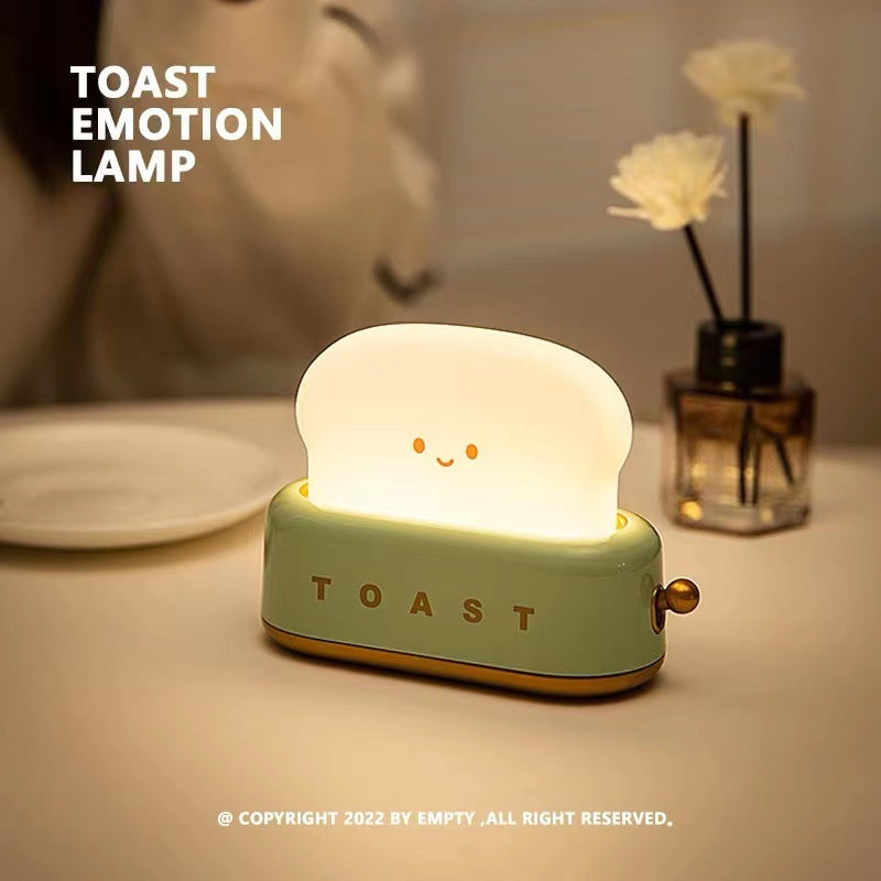 Toast Emotion Lamp – Retro Toaster Dimmable Night Light, USB-C Rechargeable for Bedside & Desk