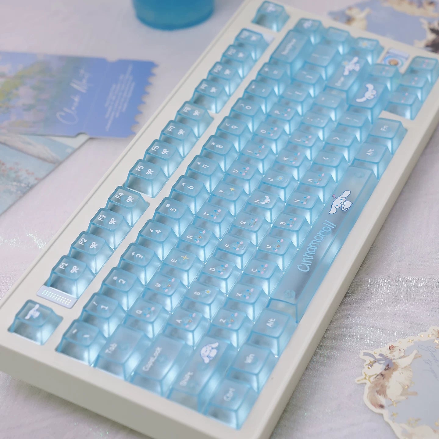 Cinnamoroll Cute Blue Keycap Set – PBT Dye-Sublimation Keycaps for Mechanical Keyboards (MOA & Cherry Profiles)