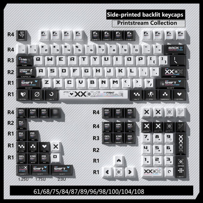 Printstream Collection 250-Key Shine-Through PC Keycap Set – Dual-Tone OEM Profile, Full Compatibility for Wooting/ATK/ ROG Azoth Extreme