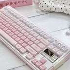 Pink Foundation Jelly Cat Ear Keycap Set – 119-Key Double-Shot ABS & Translucent PC Cute Keycaps (MAO Profile)