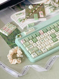 Lily of the Valley Keycap Set | Pastoral Sage Green PBT Cherry Profile Keycaps | 131 Keys