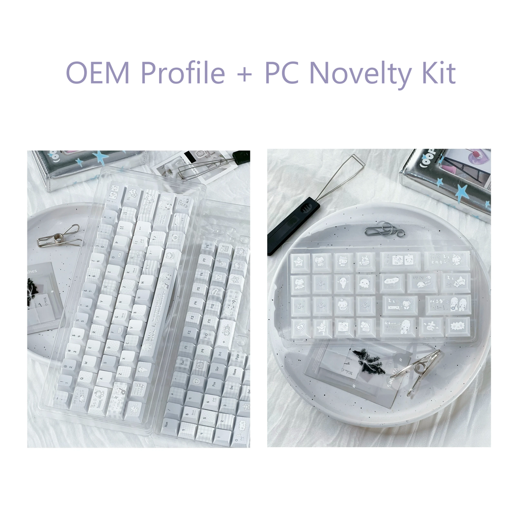 INSOMNIA KAWAII BLUE & WHITE PBT KEYCAP SET - 131 KEYS | ARKTCAT