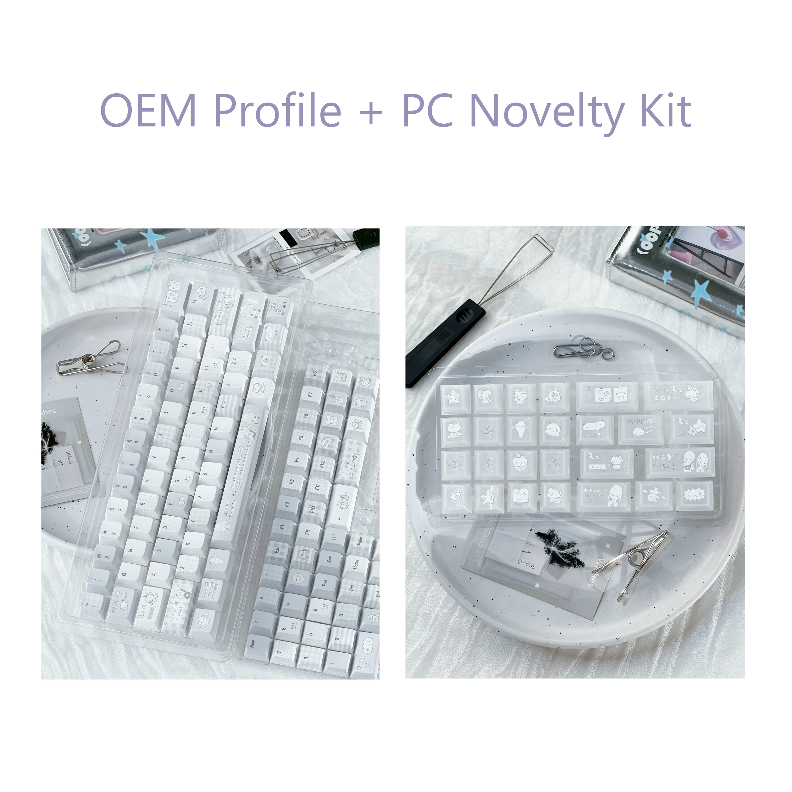 INSOMNIA KAWAII BLUE & WHITE PBT KEYCAP SET - 131 KEYS | ARKTCAT