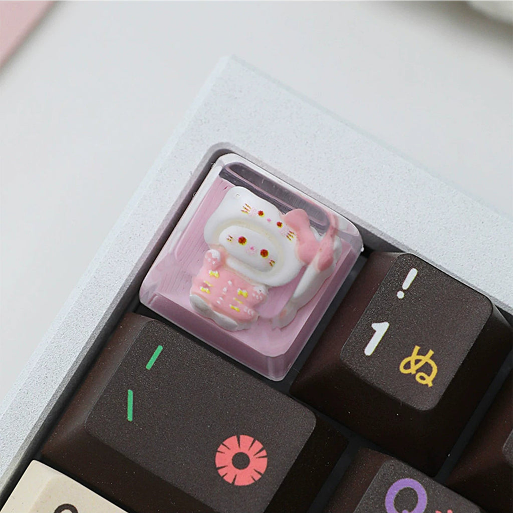 Pink Cat Resin Keycap – Handmade Kawaii Artisan Keycap, Fits ESC Key