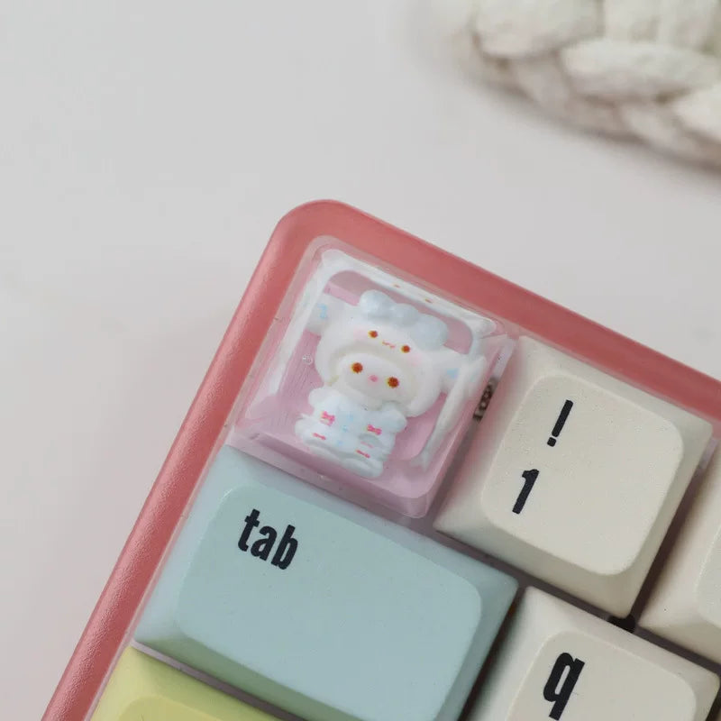 Pink Cat Resin Keycap – Handmade Kawaii Artisan Keycap, Fits ESC Key