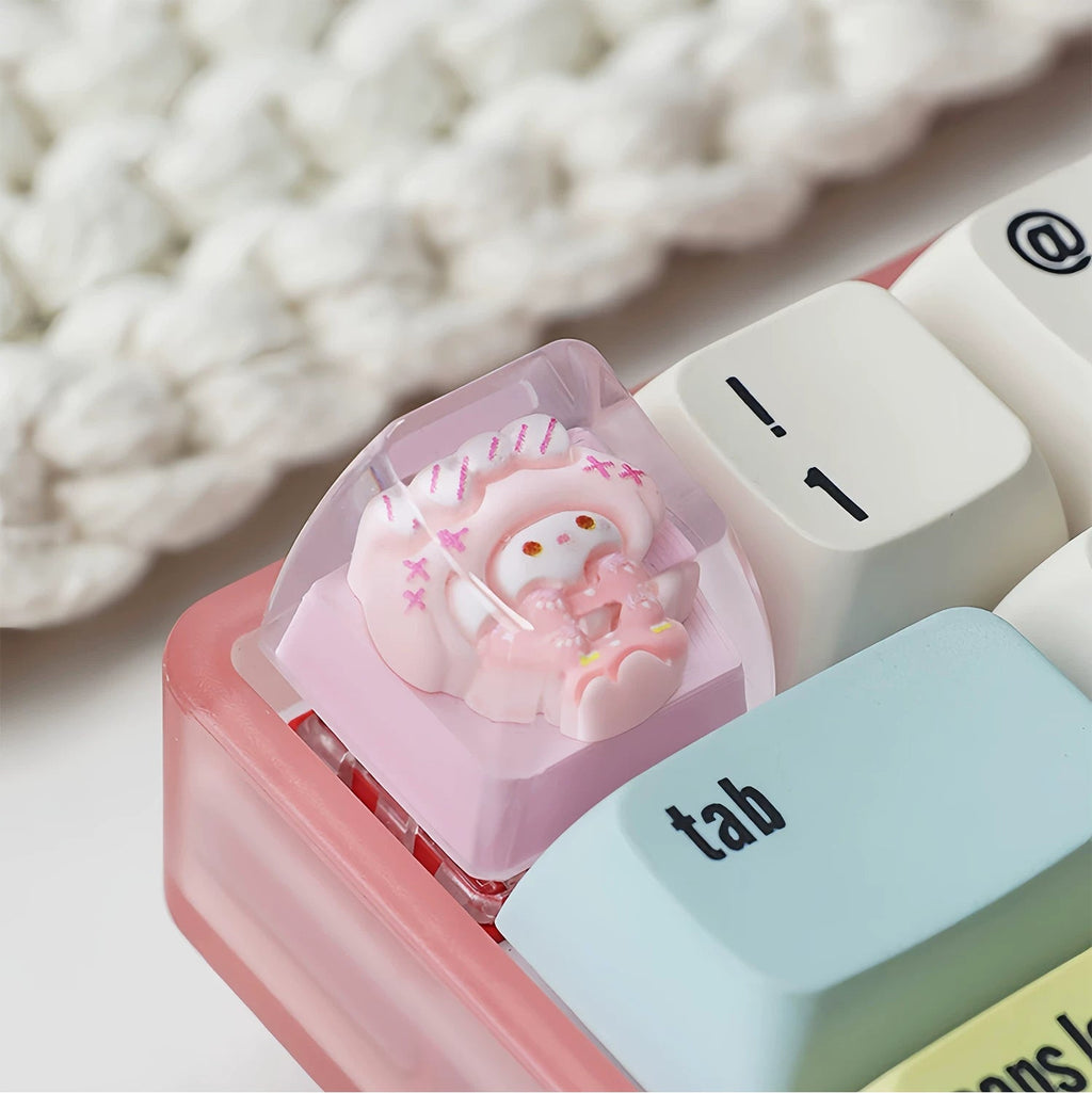 Pink Cat Resin Keycap – Handmade Kawaii Artisan Keycap, Fits ESC Key