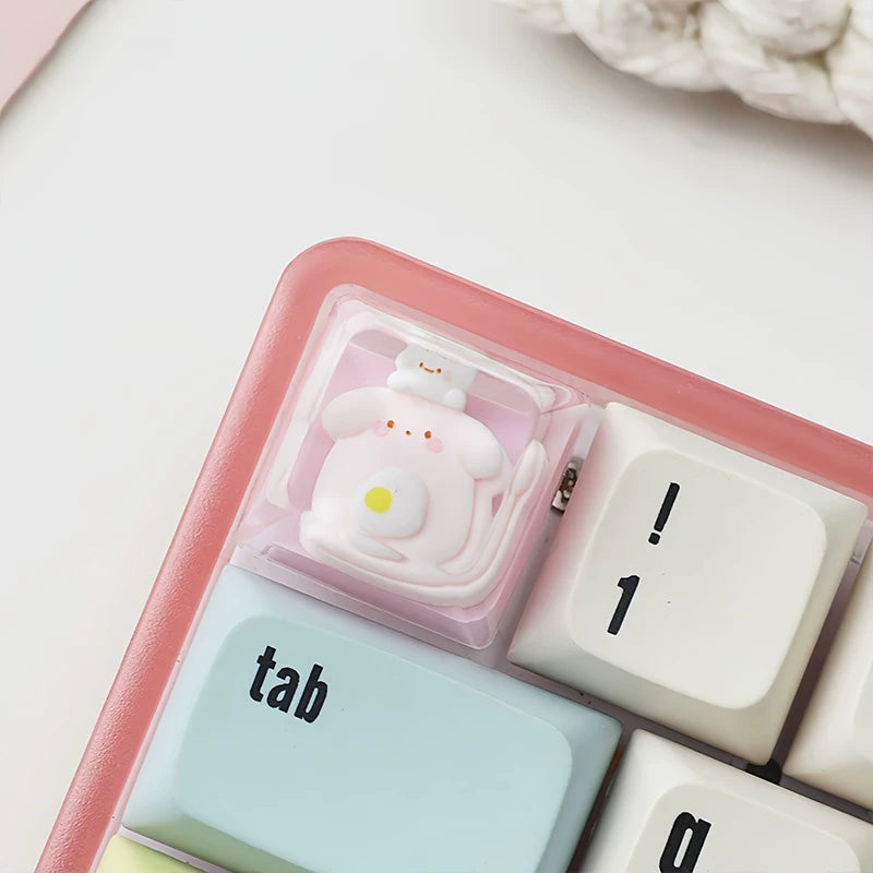 Pink Cat Resin Keycap – Handmade Kawaii Artisan Keycap, Fits ESC Key