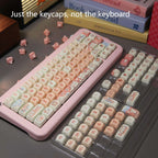Full Set of Strawberry Cat Keycaps for 75%, 98%, and 104 Layout Keyboards