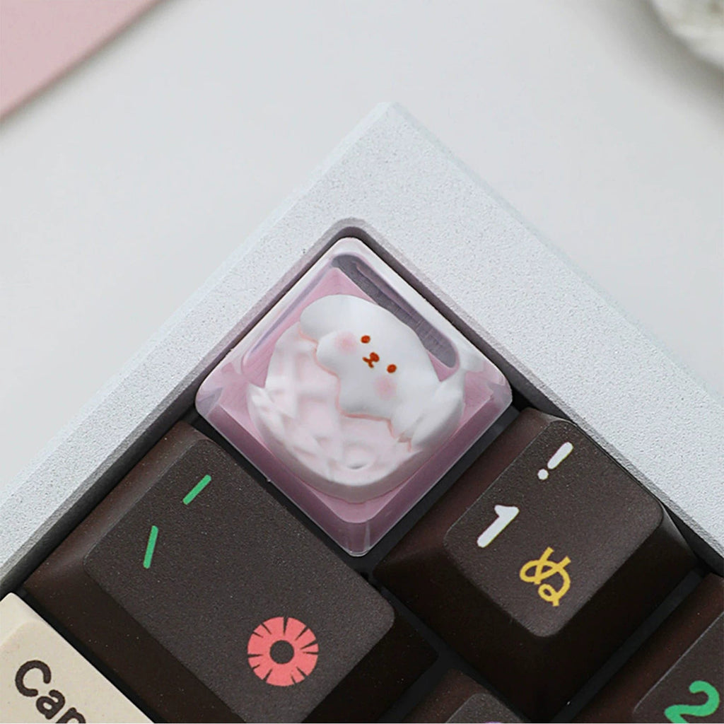 Pink Cat Resin Keycap – Handmade Kawaii Artisan Keycap, Fits ESC Key