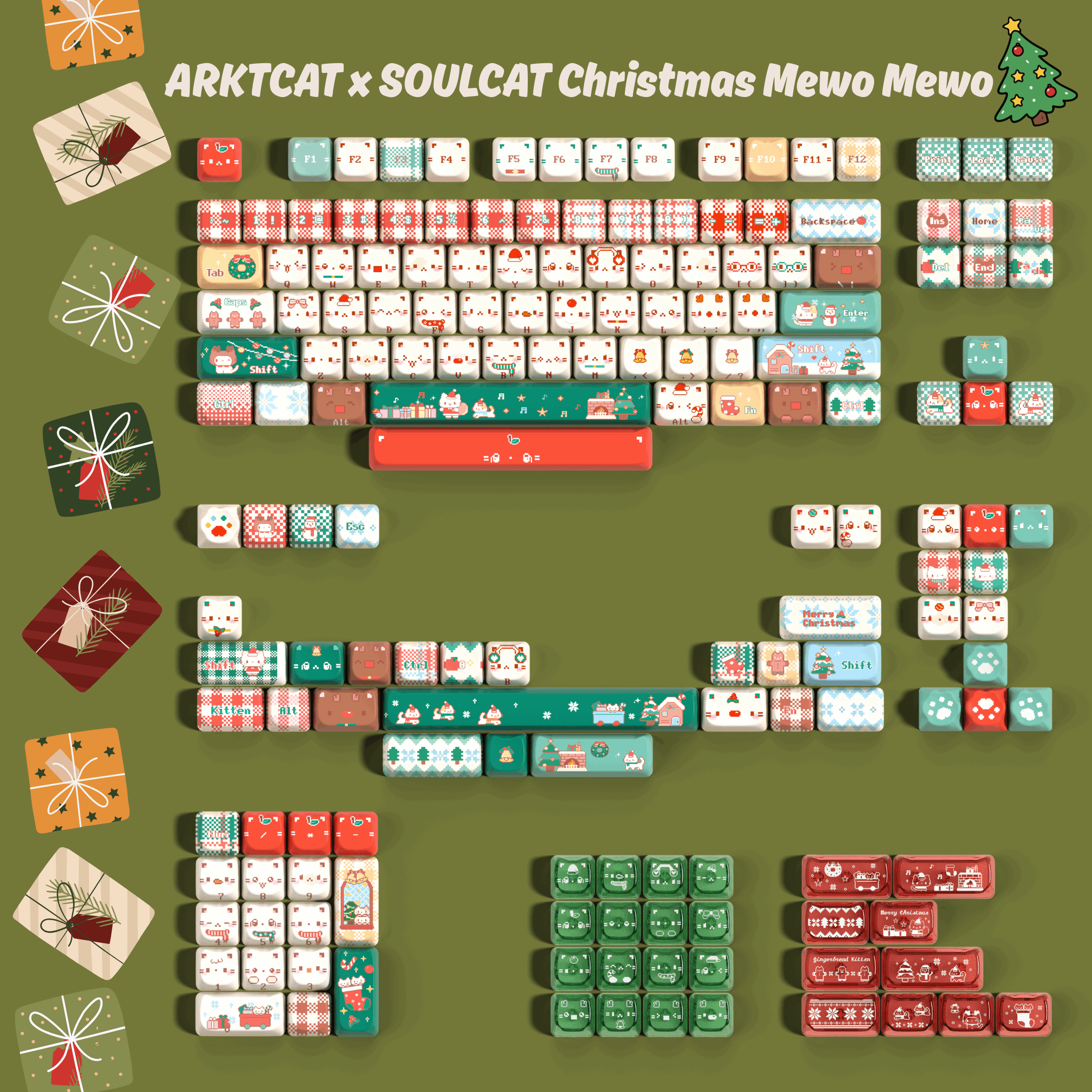 Christmas Meow Meow Keycaps– PBT+PC | ARKTCAT x SOULCAT