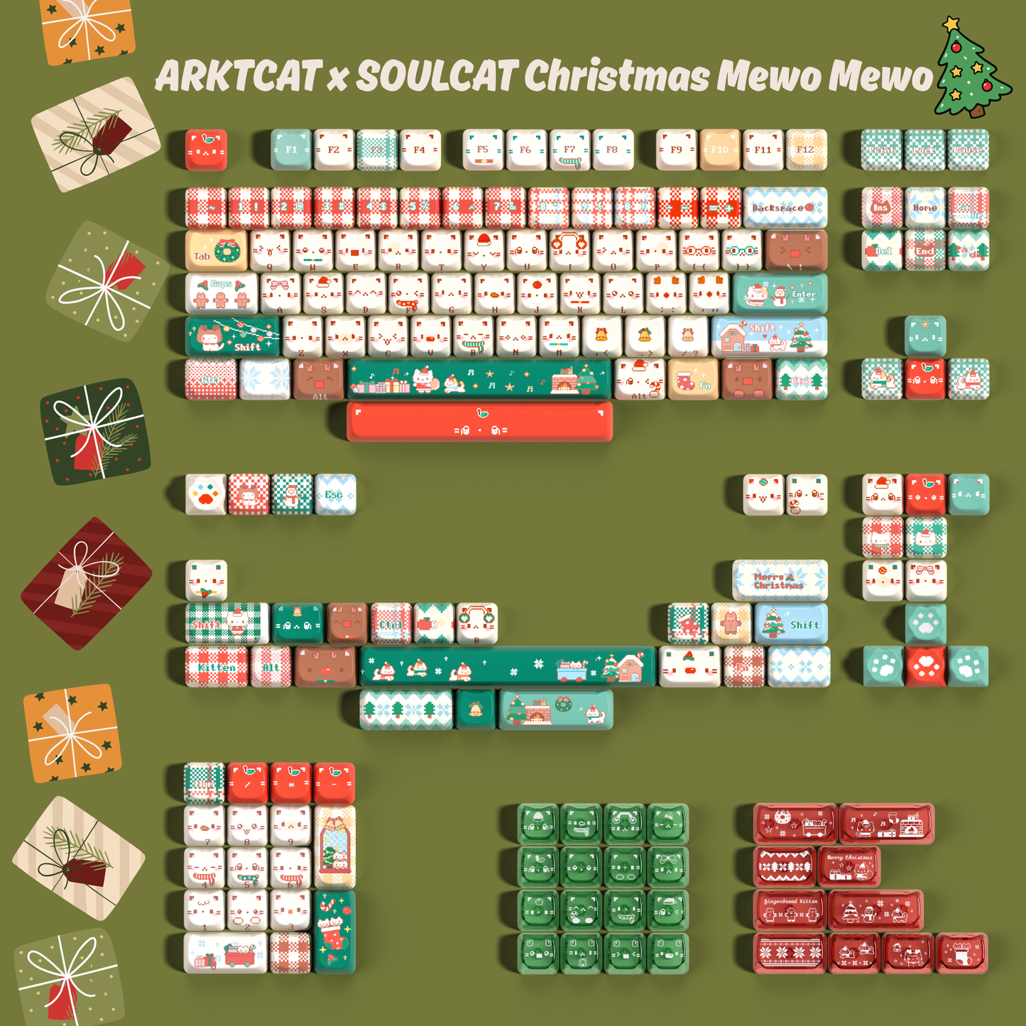 Christmas Meow Meow Keycaps– PBT+PC | ARKTCAT x SOULCAT