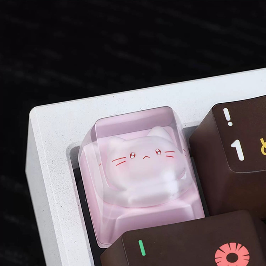 Pink Cat Resin Keycap – Handmade Kawaii Artisan Keycap, Fits ESC Key