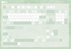 A full keyboard layout with pale mint green and white keys on a matching light green background, showing standard keyboard keys, modifier keys, and a numeric keypad.