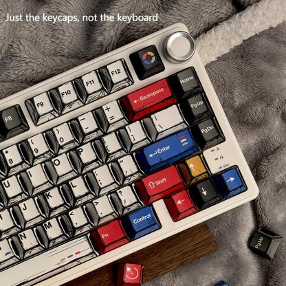Close-up of Pop Art MOA Profile Keycaps with Bold Illustrations