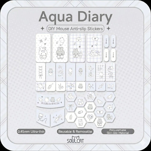 Aqua Diary Mouse Grip Tape | Cute Nurse Bunny Anti-Slip Sticker | Arktcat x Soulcat