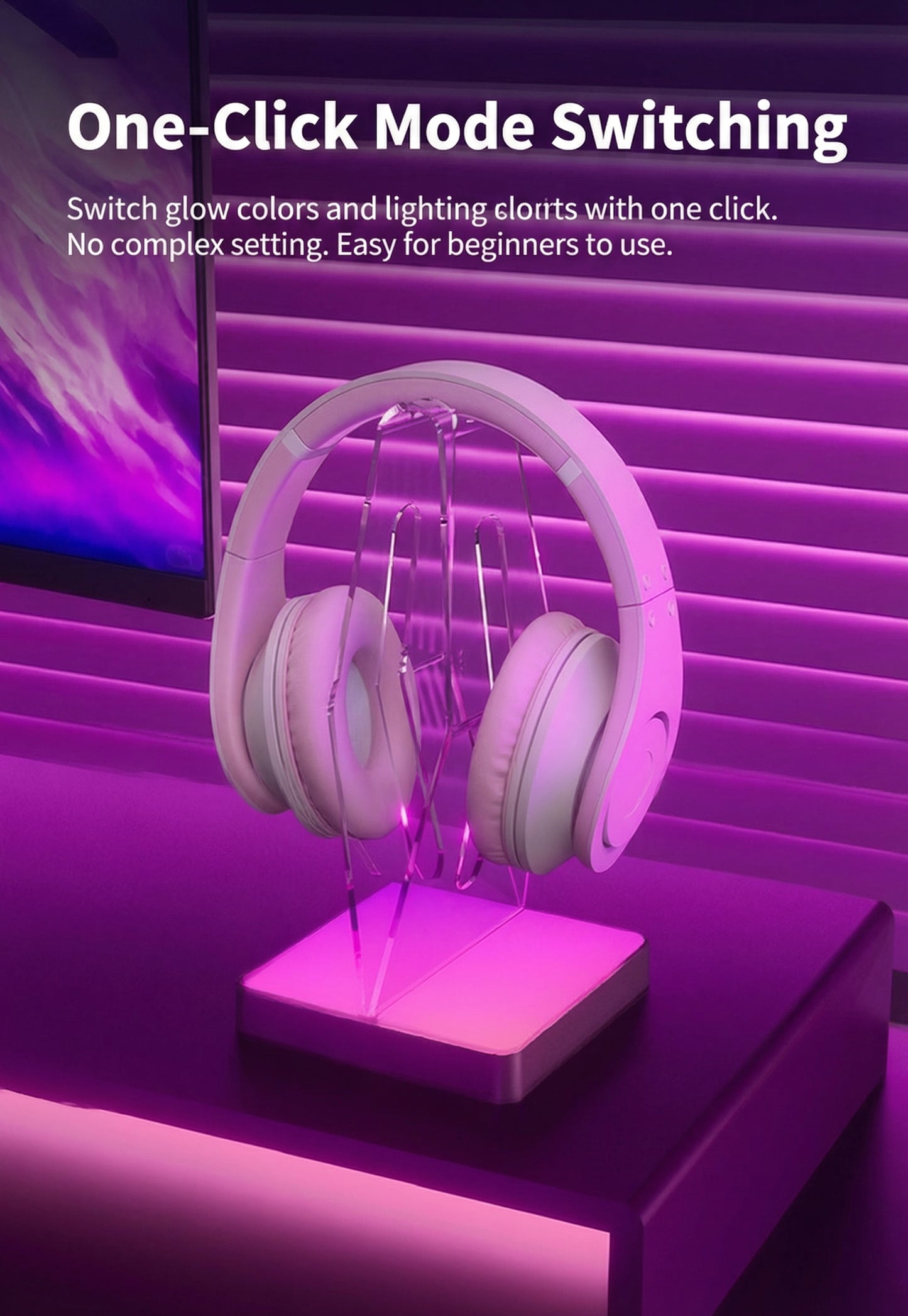 RGB LED Gaming Stand with Headphone & Controller Acrylic Holder