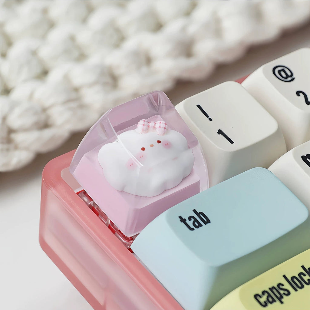 Pink Cat Resin Keycap – Handmade Kawaii Artisan Keycap, Fits ESC Key