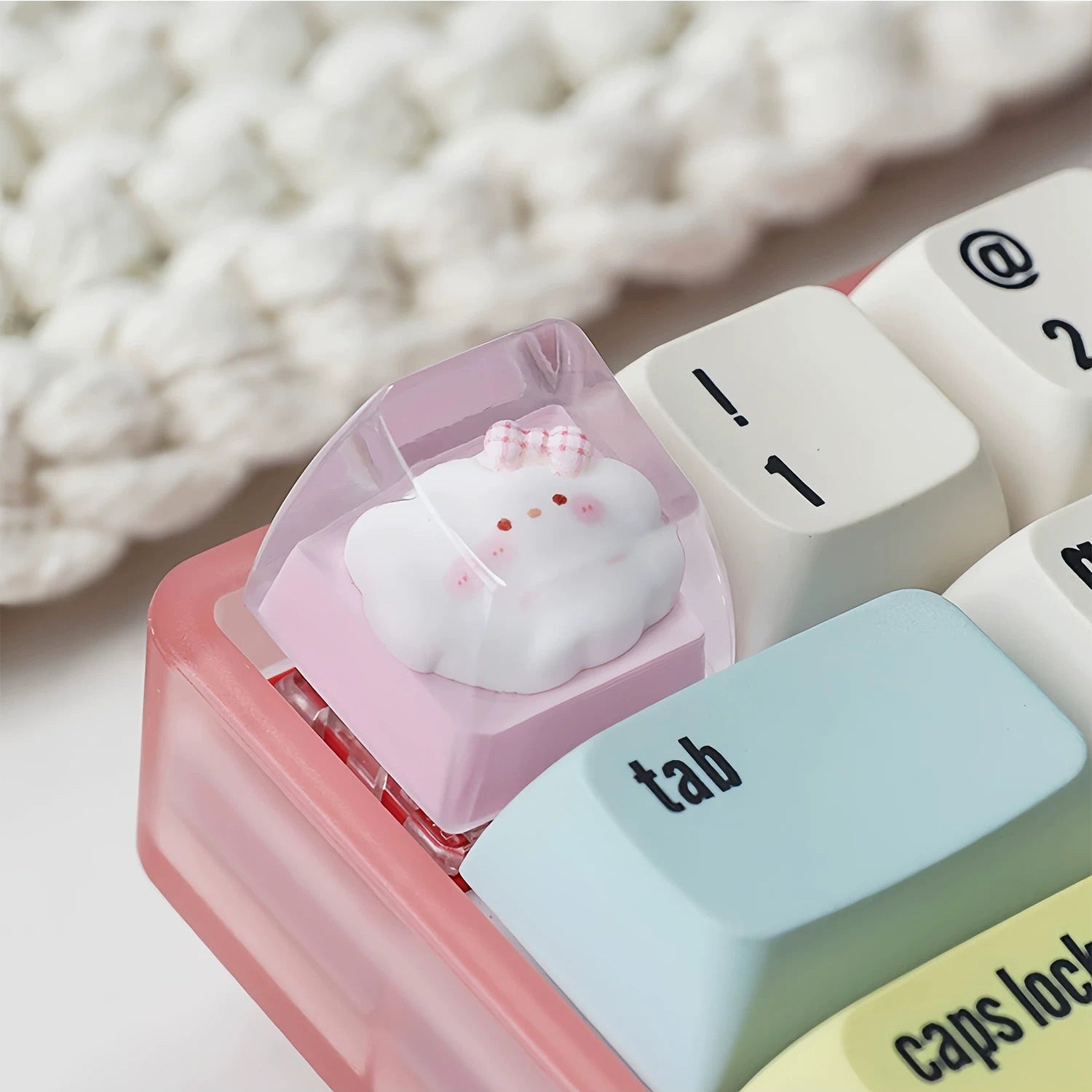 Pink Cat Resin Keycap – Handmade Kawaii Artisan Keycap, Fits ESC Key