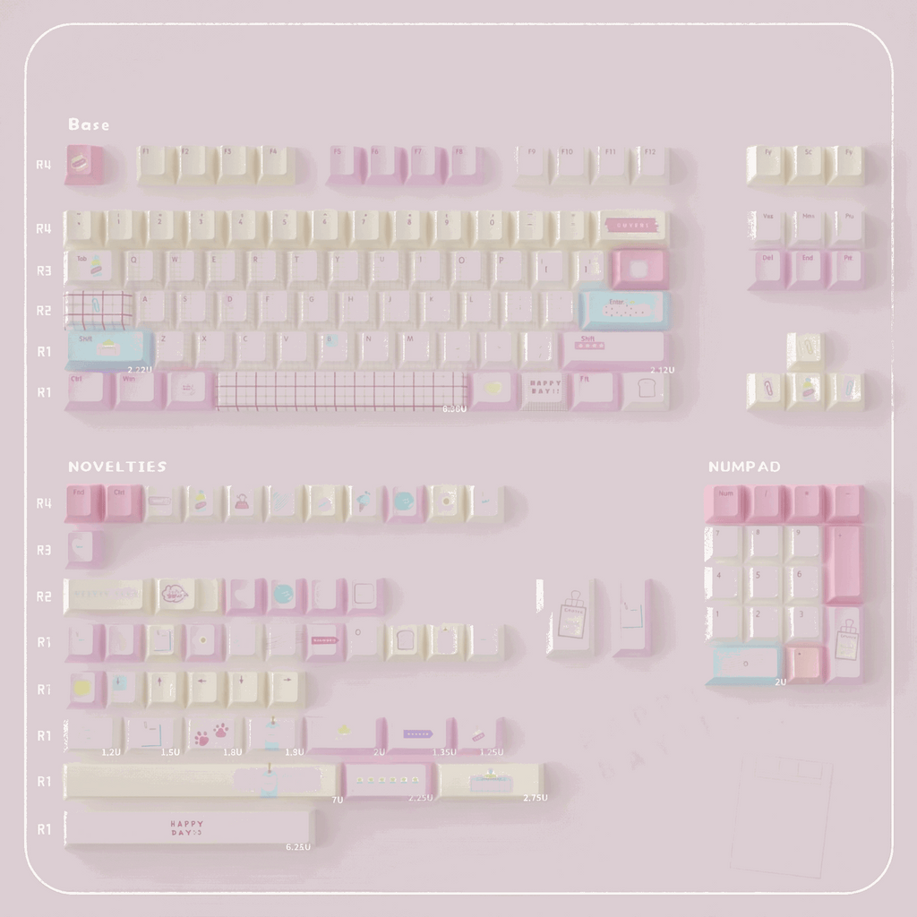 Summer Journal Keycaps - Kawaii PBT & PC Set | MOA & Cherry Profile