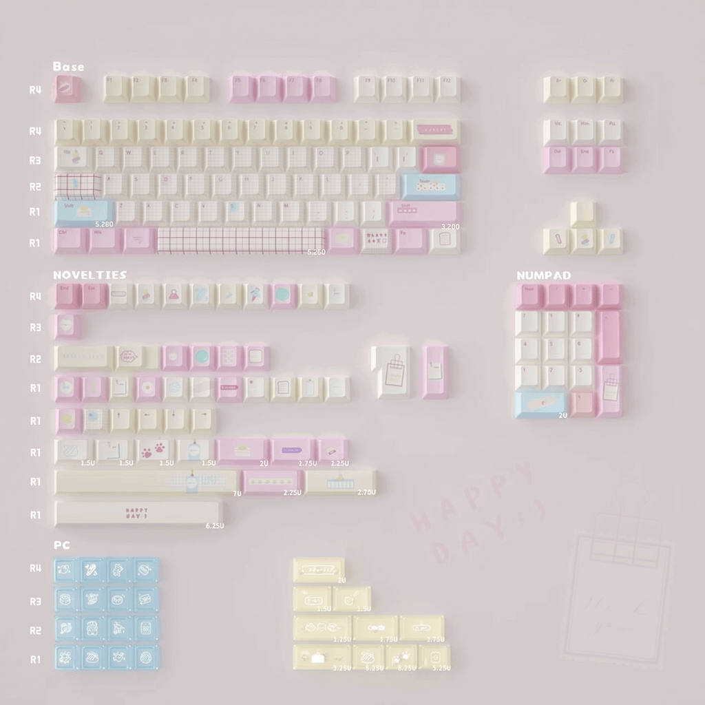 Summer Journal Keycaps - Kawaii PBT & PC Set | MOA & Cherry Profile