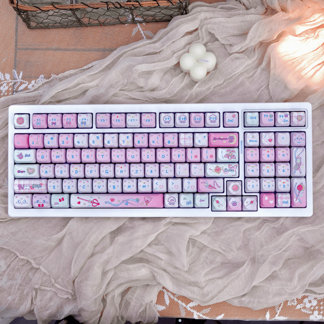 sailor moon crystal keycaps 2025 mao oem profile transparent pc dye-sub full set magical girl 140 keys